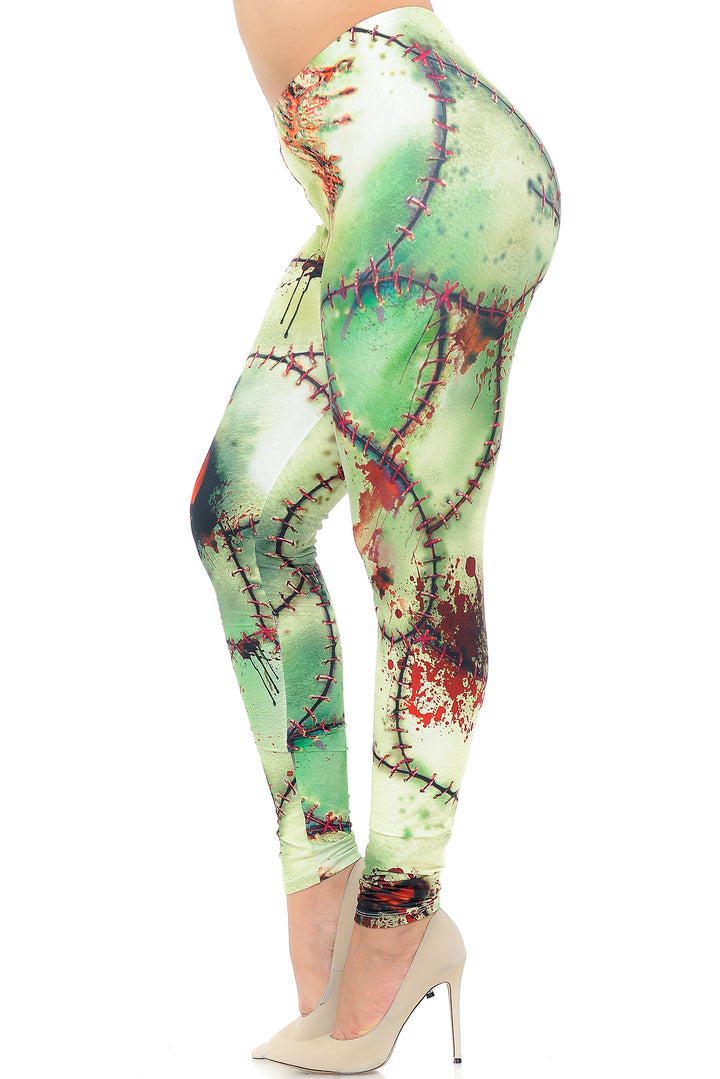 Creamy Soft Premium Women's Leggings Zombie Plus Size, High Rise, Stretchy & Breathable, Comfortable Fit - by USA Fashion