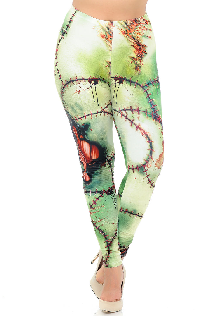 Creamy Soft Premium Women's Leggings Zombie Plus Size, High Rise, Stretchy & Breathable, Comfortable Fit - by USA Fashion