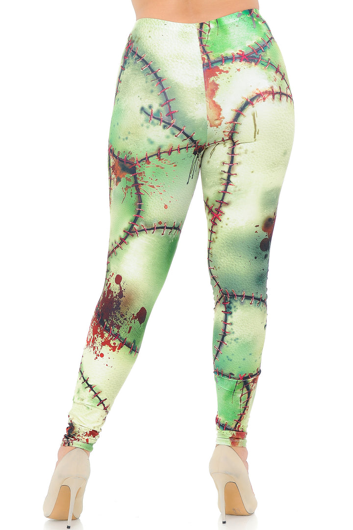 Creamy Soft Premium Women's Leggings Zombie Plus Size, High Rise, Stretchy & Breathable, Comfortable Fit - by USA Fashion
