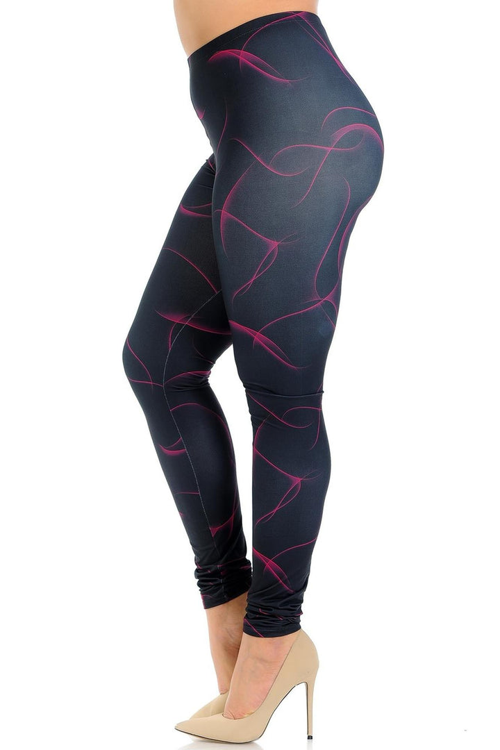 Creamy Soft Premium Women's Leggings Fuchsia Mist Plus Size, High Rise, Stretchy & Breathable, Comfortable Fit - by USA Fashion