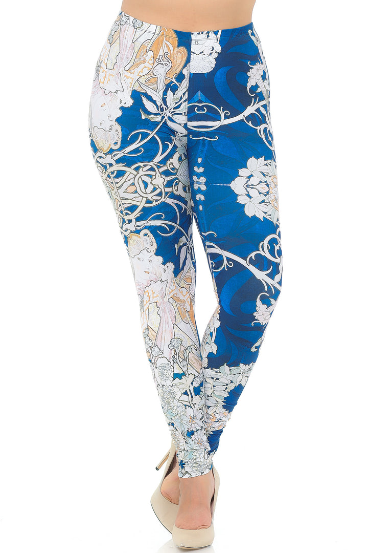 Creamy Soft Premium Women's Leggings Twisted Eden Vine Plus Size, High Rise, Stretchy & Breathable, Comfortable Fit - by USA Fashion