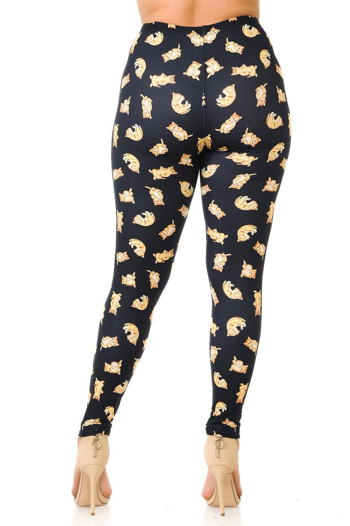 Creamy Soft Premium Women's Leggings Playful Kitty Cats Plus Size, High Rise, Stretchy & Breathable, Comfortable Fit - by USA Fashion