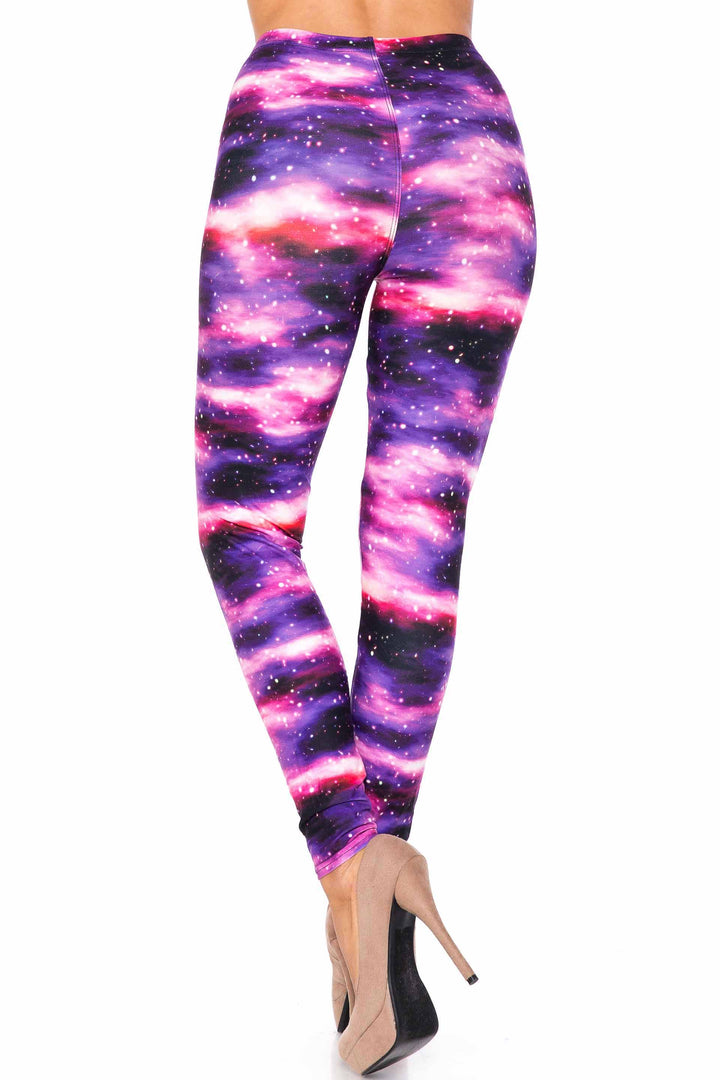 Plus Size - Creamy Soft Women's Laser Print Skin Smoothing Fashion Print Leggings - Purple Mist
