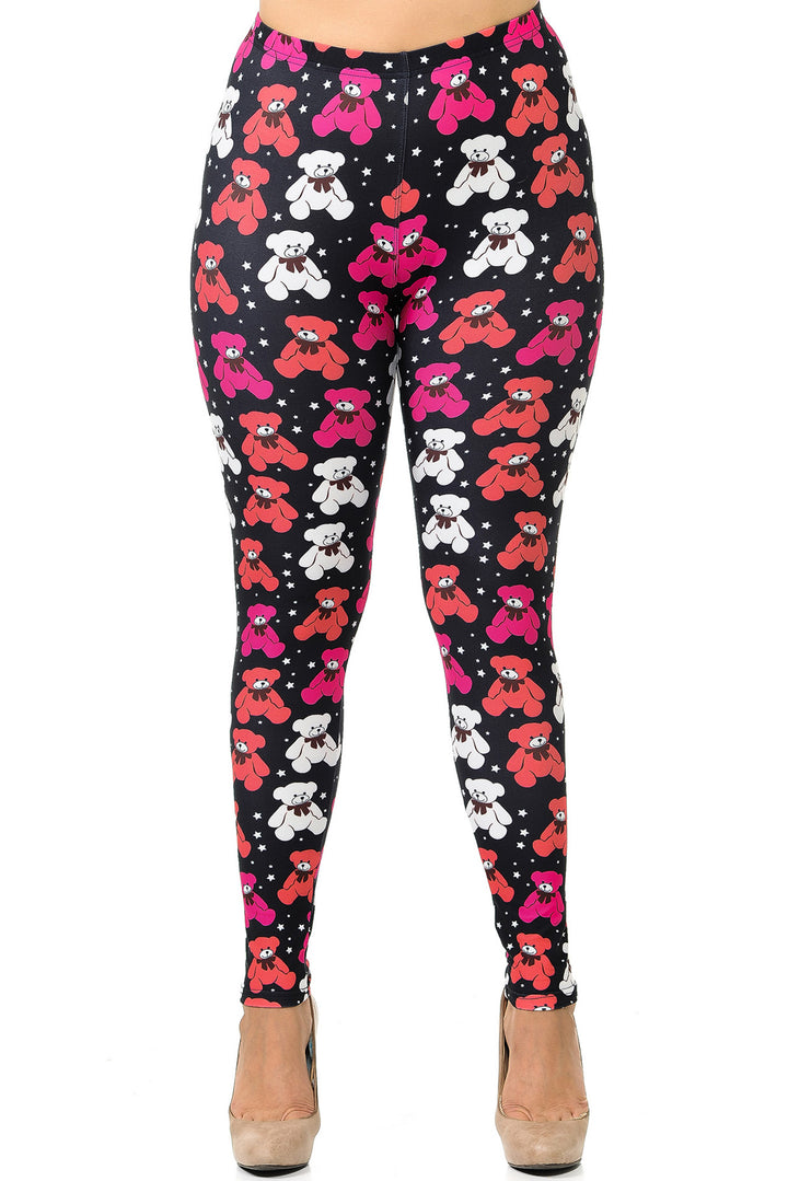 Creamy Soft Premium Women's Leggings Teddy Bear Plus Size, High Rise, Stretchy & Breathable, Comfortable Fit - by USA Fashion