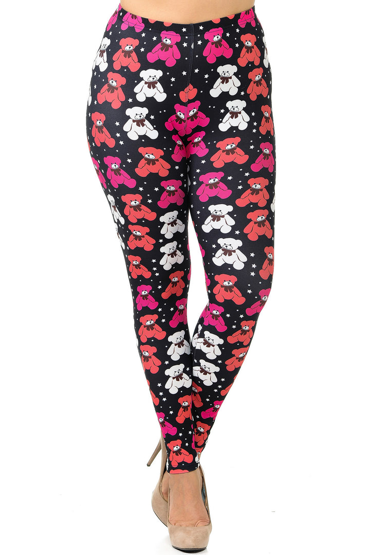 Creamy Soft Premium Women's Leggings Teddy Bear Plus Size, High Rise, Stretchy & Breathable, Comfortable Fit - by USA Fashion