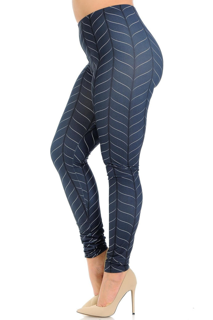 Creamy Soft Premium Women's Leggings Vertical Swirl Plus Size, High Rise, Stretchy & Breathable, Comfortable Fit - by USA Fashion