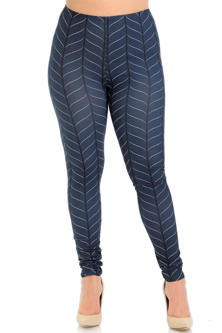 Creamy Soft Premium Women's Leggings Vertical Swirl Plus Size, High Rise, Stretchy & Breathable, Comfortable Fit - by USA Fashion