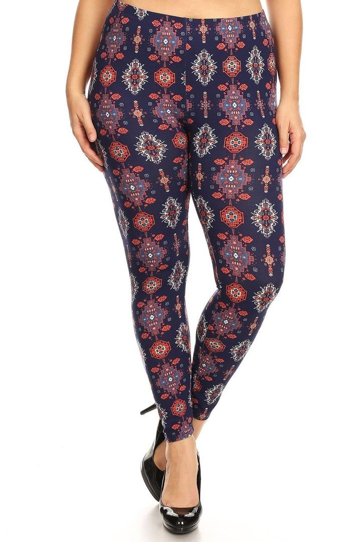 Buttery Smooth Vertical Mayan Mirage Floral Leggings - Plus Size - 1XL 2XL 3XL