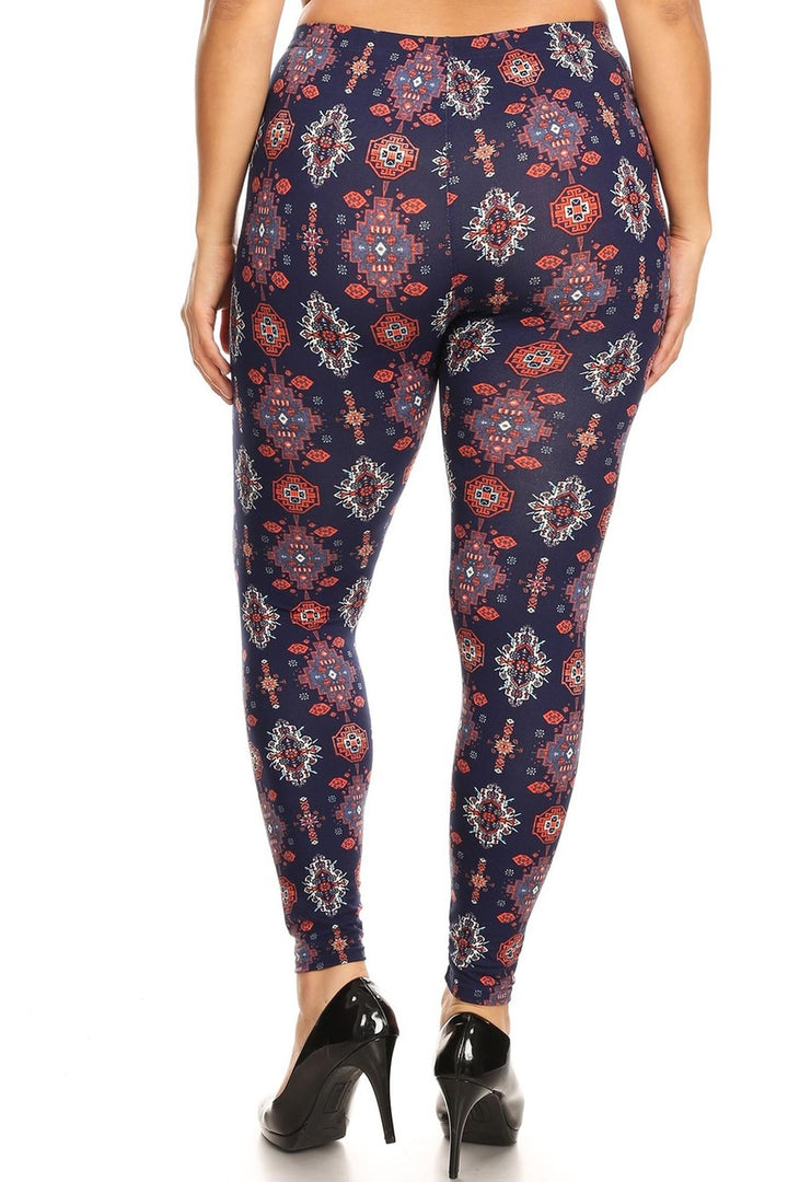 Buttery Smooth Vertical Mayan Mirage Floral Leggings - Plus Size - 1XL 2XL 3XL