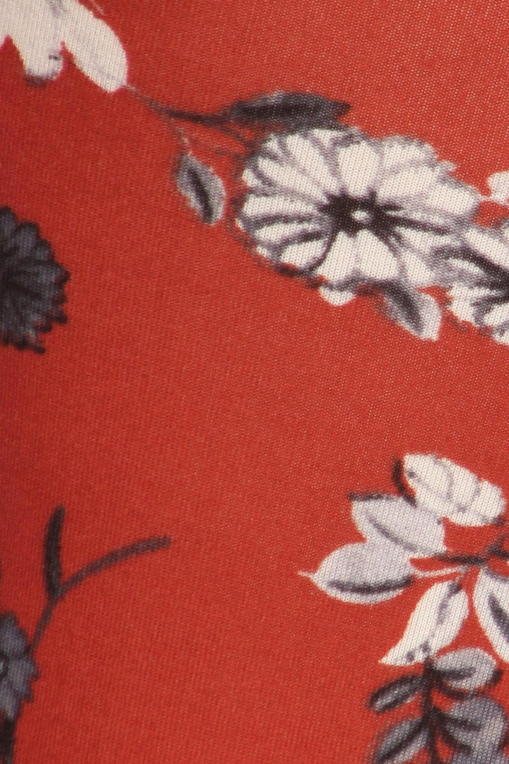 Buttery Smooth Ruby Red Spring Floral Leggings - Plus Size - 1XL 2XL 3XL