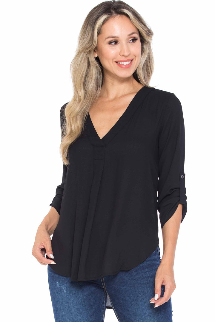 Solid Loose Fit Collared Summer Casual Top