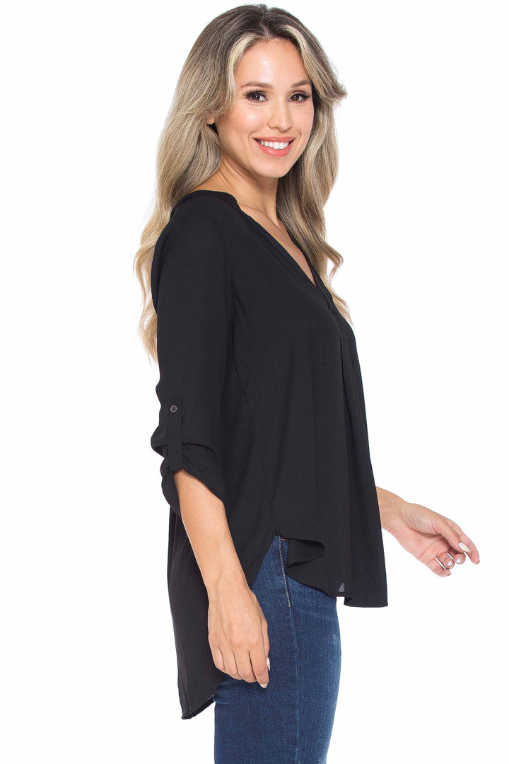 Solid Loose Fit Collared Summer Casual Top