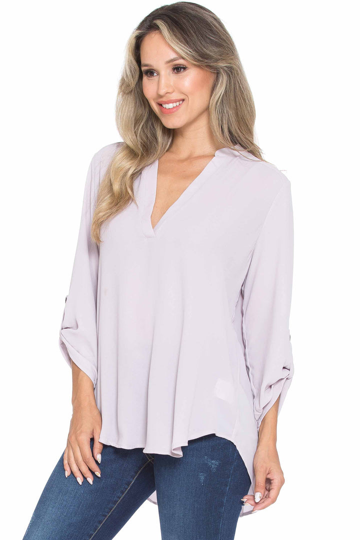 Solid Loose Fit Collared Summer Casual Top