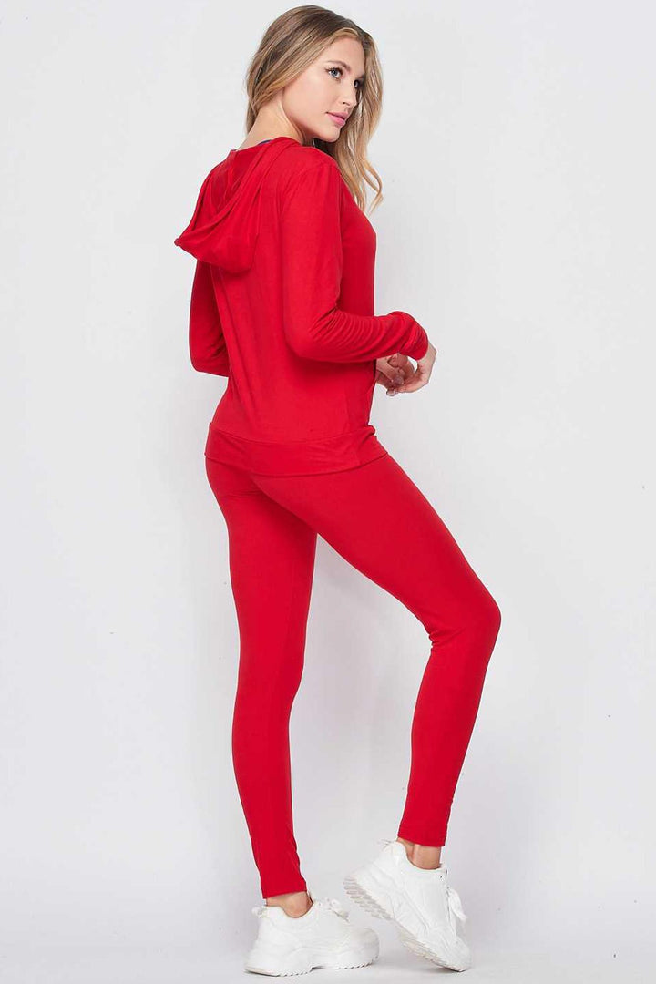 Solid 2 Piece Buttery Smooth Leggings and Pullover Hoodie Set