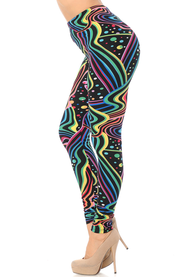Buttery Soft Rainbow Confetti Extra Plus Size Leggings - 3X-5X (XPlus One Size,Multi Color Bold)