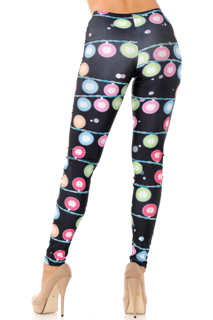 Festive Holiday Lights Leggings - Plus Size - 1XL 2XL 3XL