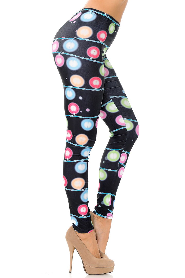 Festive Holiday Lights Leggings - Plus Size - 1XL 2XL 3XL