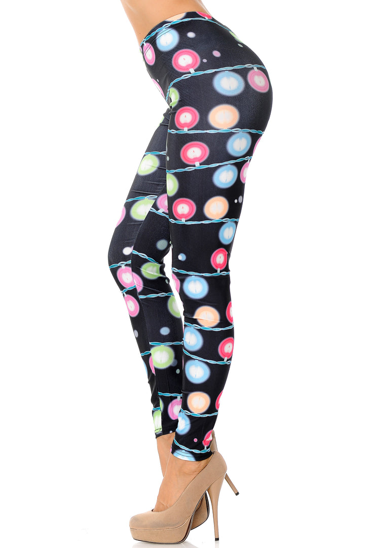 Festive Holiday Lights Leggings - Plus Size - 1XL 2XL 3XL