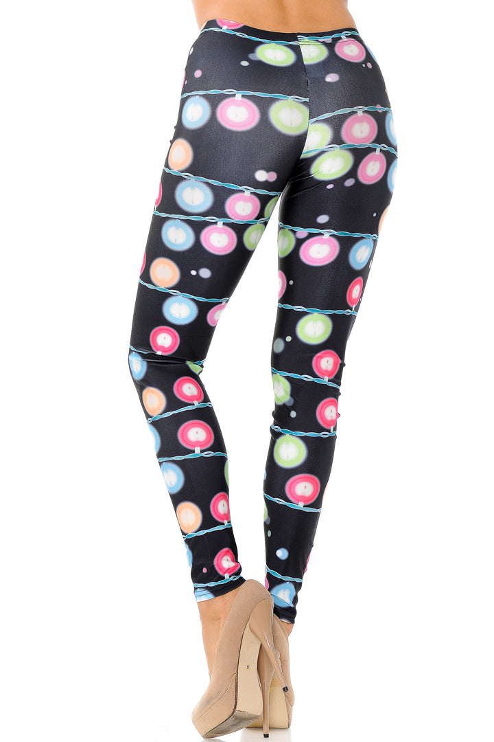 Festive Holiday Lights Leggings - Plus Size - 1XL 2XL 3XL