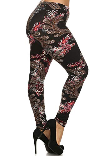 Plus Size - Buttery Soft Berry Plume Leggings - One Size Plus