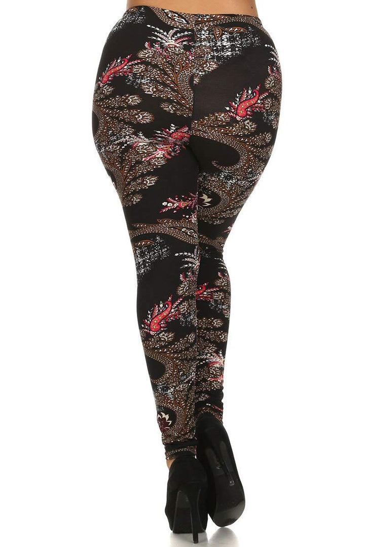 Plus Size - Buttery Soft Berry Plume Leggings - One Size Plus