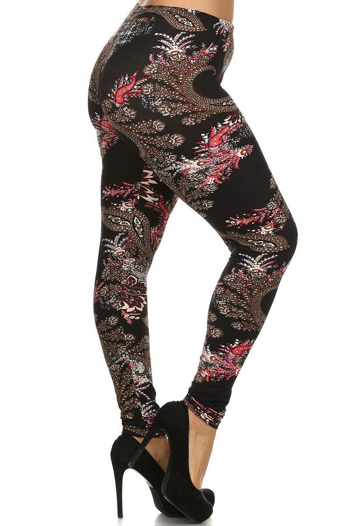 Plus Size - Buttery Soft Berry Plume Leggings - One Size Plus