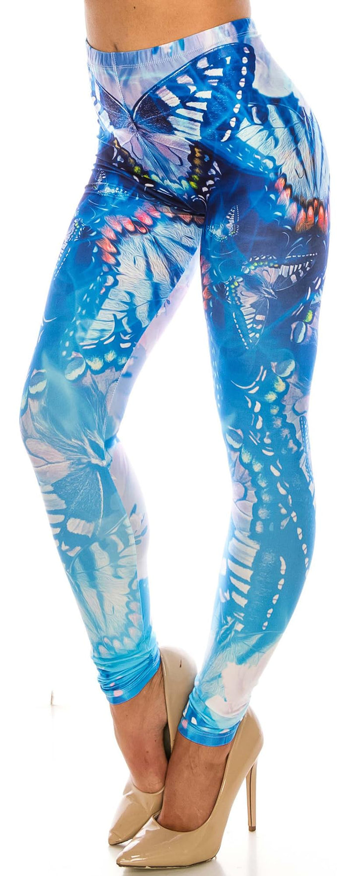 Creamy Soft Premium Women's Leggings Reflecting Butterflies Regular Size, High Rise, Stretchy & Comfortable Fit - by USA Fashion