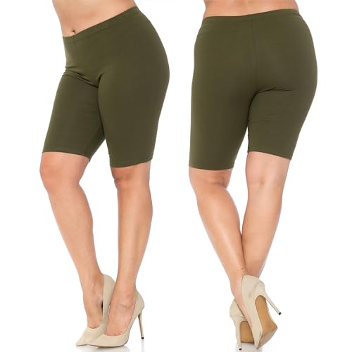 Made in The USA - Women's Plus Size Solid Basic Skin Smoothing Cotton Thigh Shorts - 1XL - 2XL - 3XL