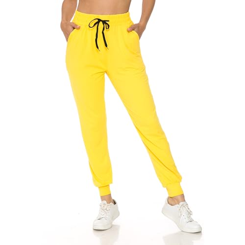 Buttery Smooth Solid Basic Yellow Women's Joggers - EEVEE
