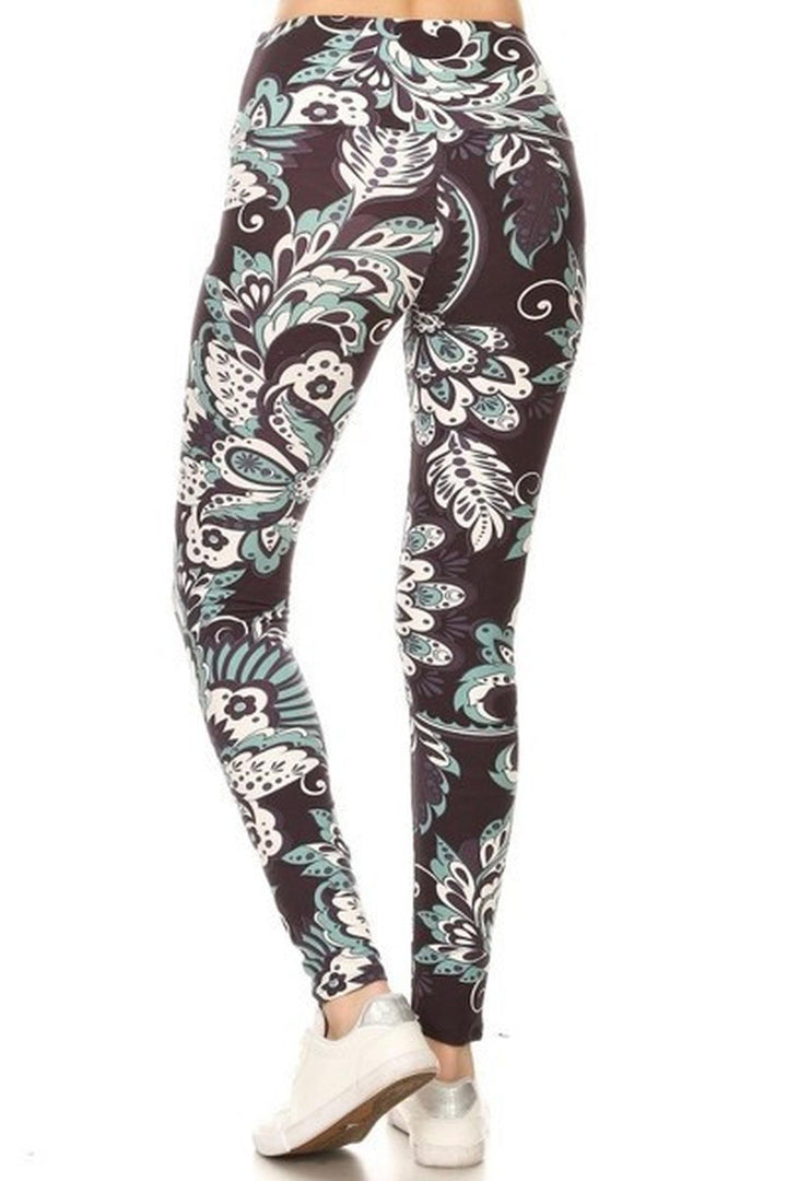 Buttery Soft Midnight Minty Mandala High Waist Leggings (One Size Regular,Mint)