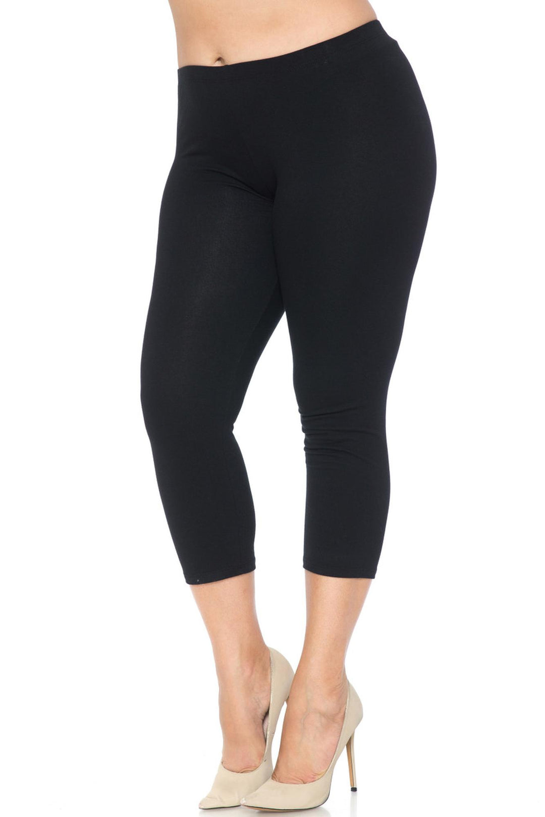 USA Basic Cotton Capri Length Leggings - Plus Size - 1XL 2XL 3XL