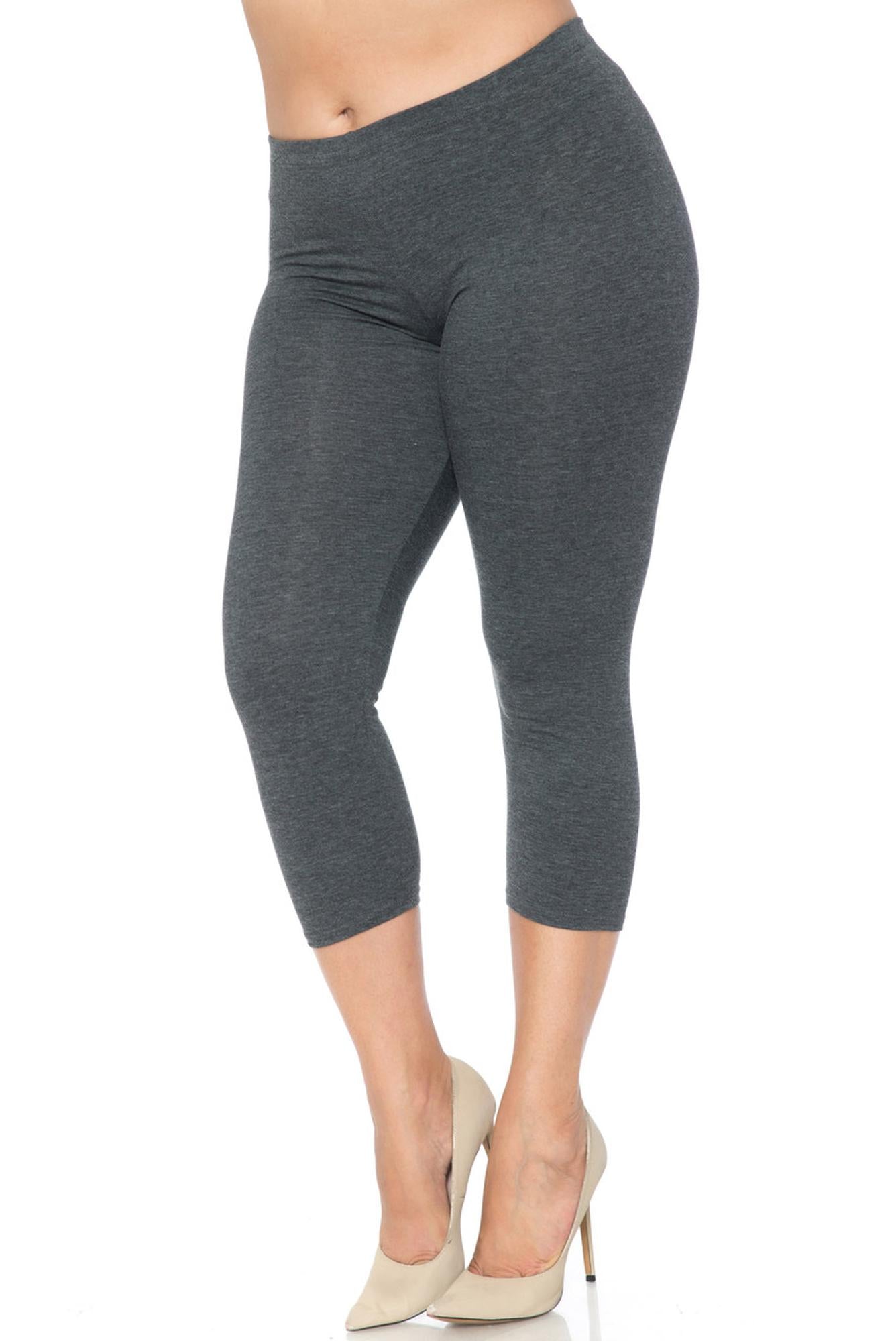 USA Basic Cotton Capri Length Leggings - Plus Size - 1XL 2XL 3XL