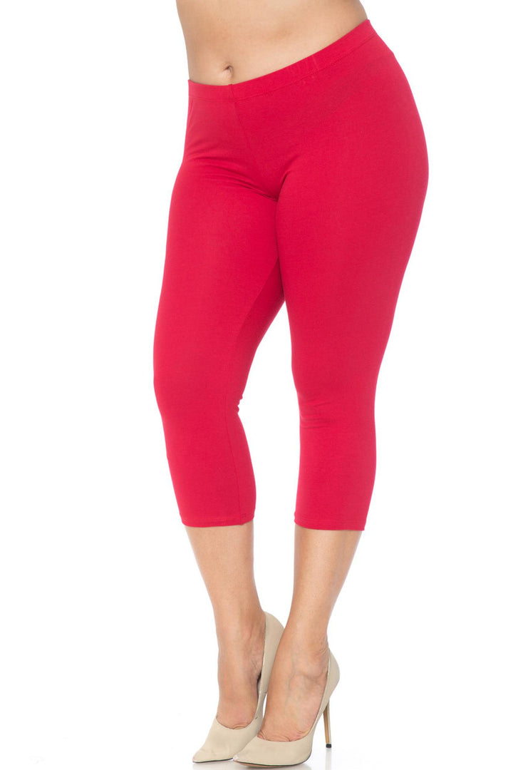USA Basic Cotton Capri Length Leggings - Plus Size - 1XL 2XL 3XL