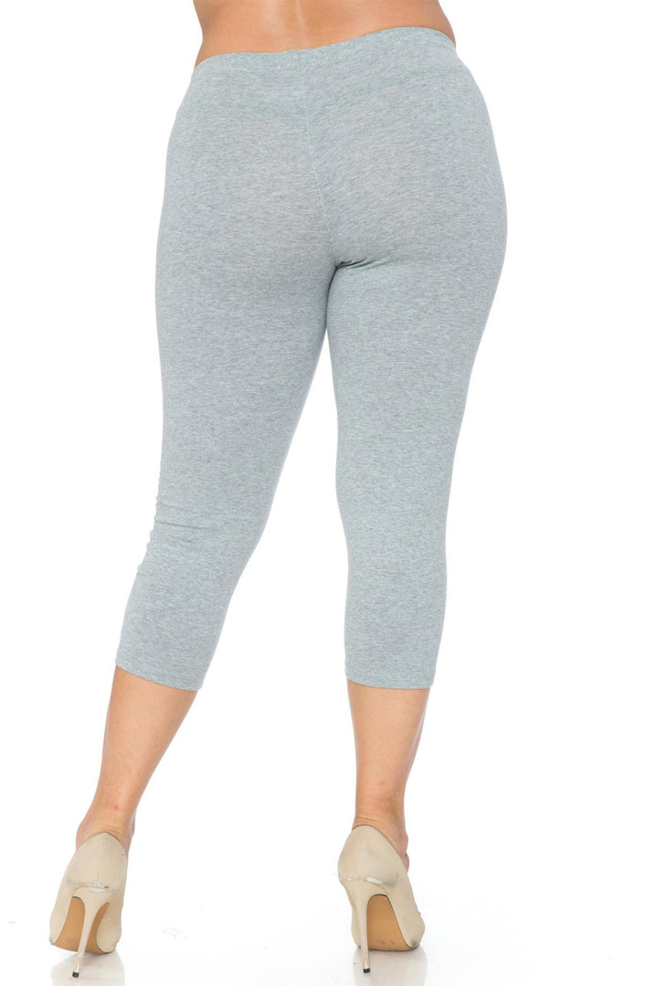 USA Basic Cotton Capri Length Leggings - Plus Size - 1XL 2XL 3XL