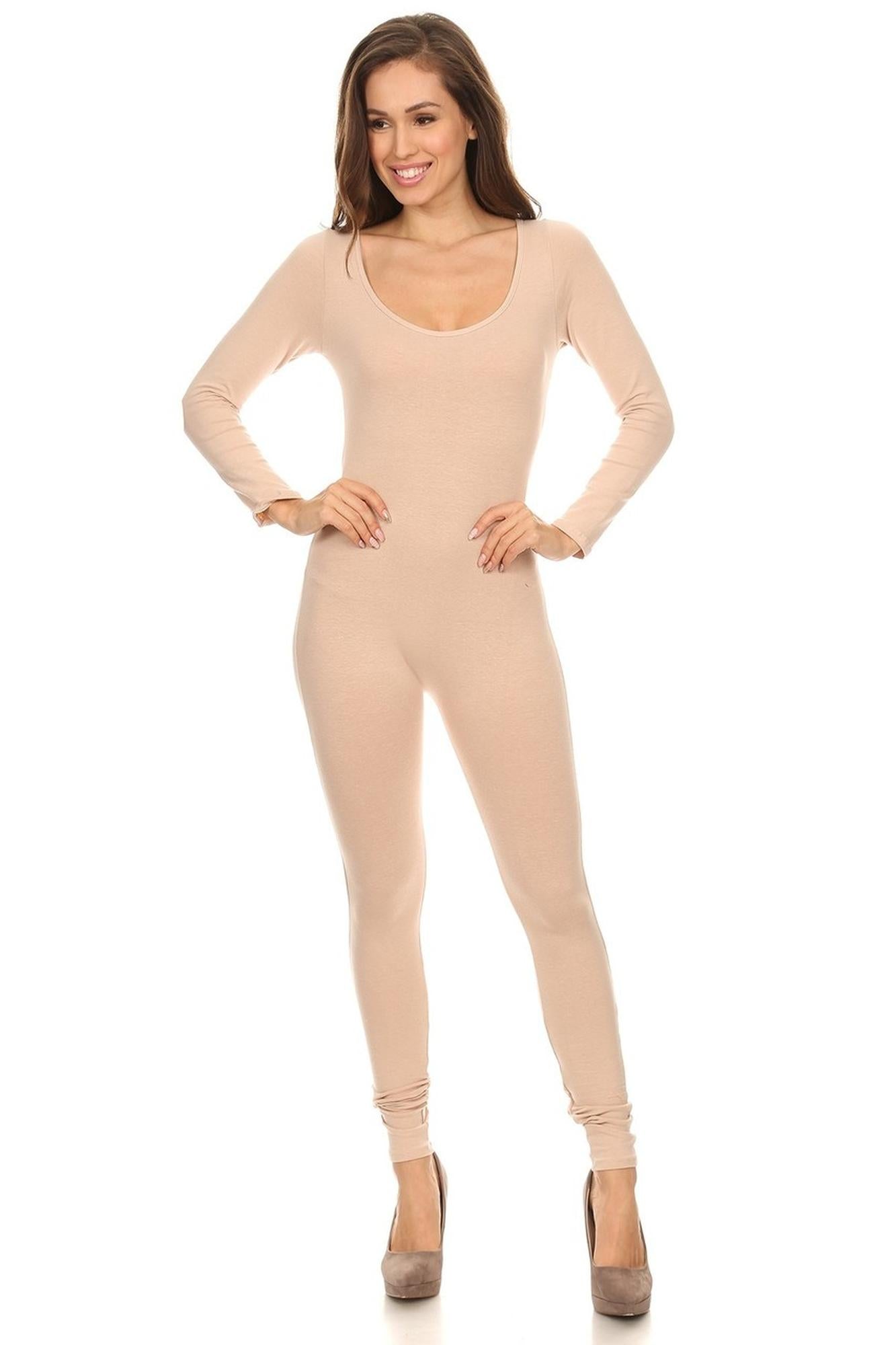 USA Basic Cotton Long Sleeve Jumpsuit