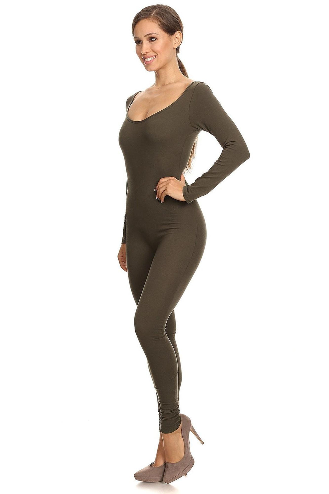USA Basic Cotton Long Sleeve Jumpsuit
