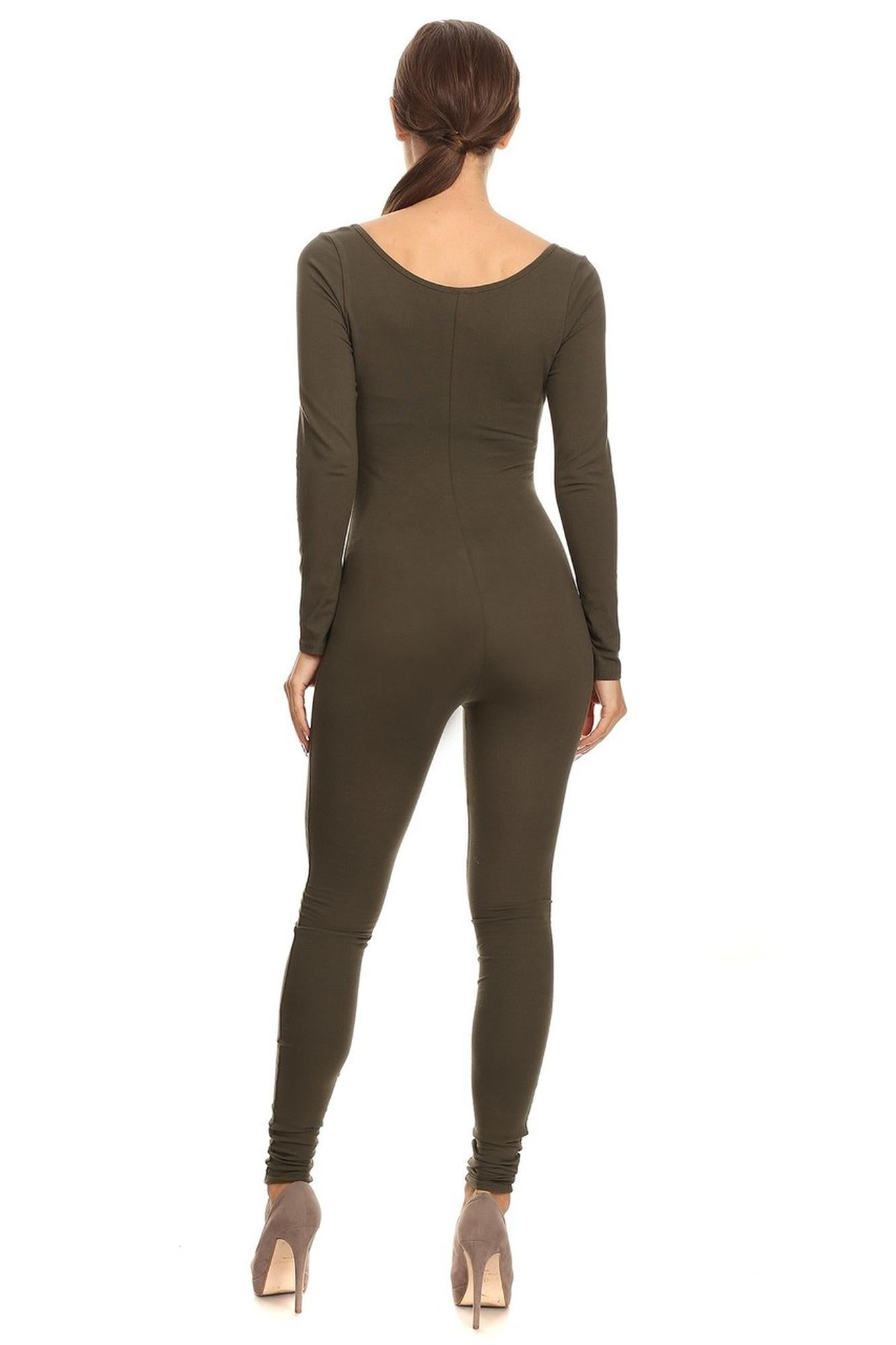 USA Basic Cotton Long Sleeve Jumpsuit