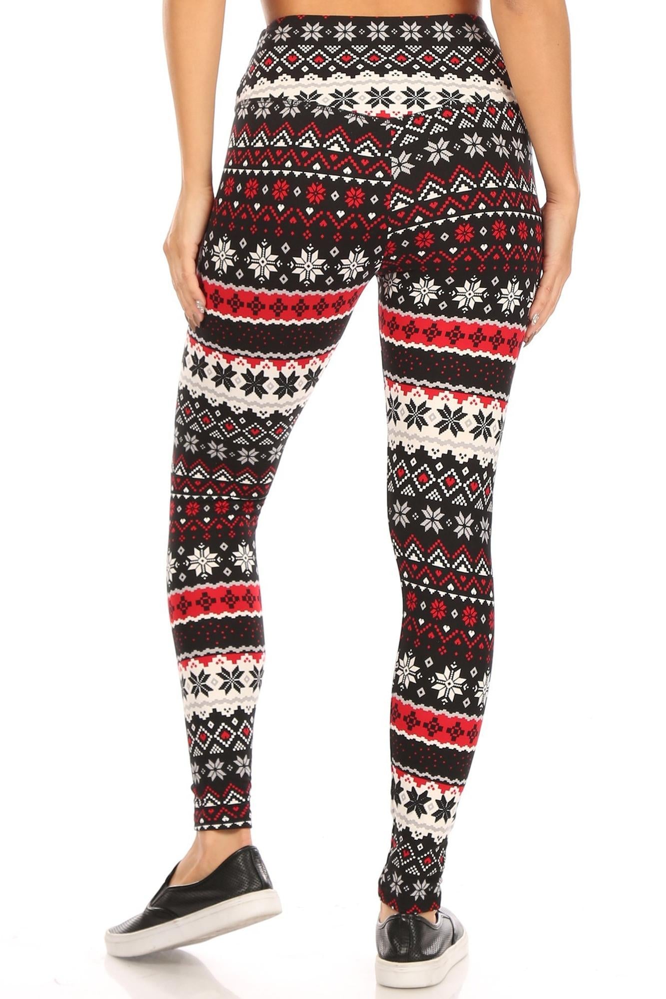 Comfy Soft Fleece Snowflake Holiday Leggings