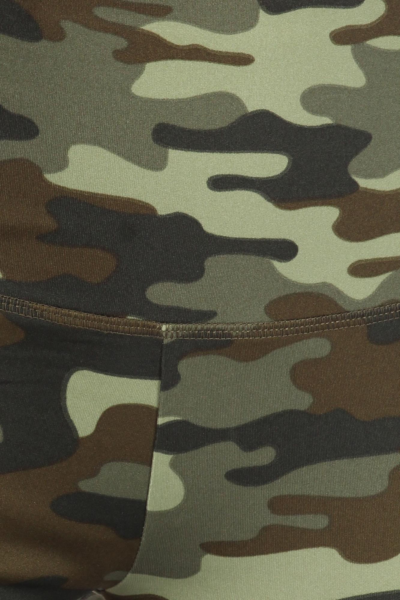 2 Piece Green Camouflage Crop Top and Legging Set