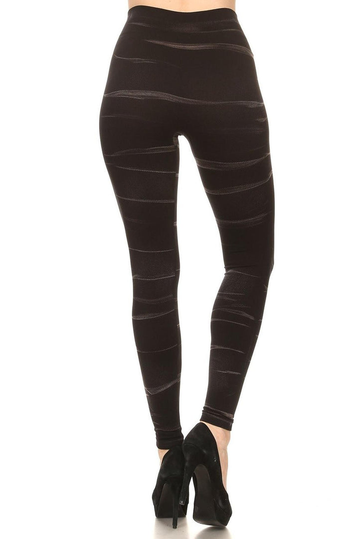 Whisker Wash High Waisted Cotton Leggings