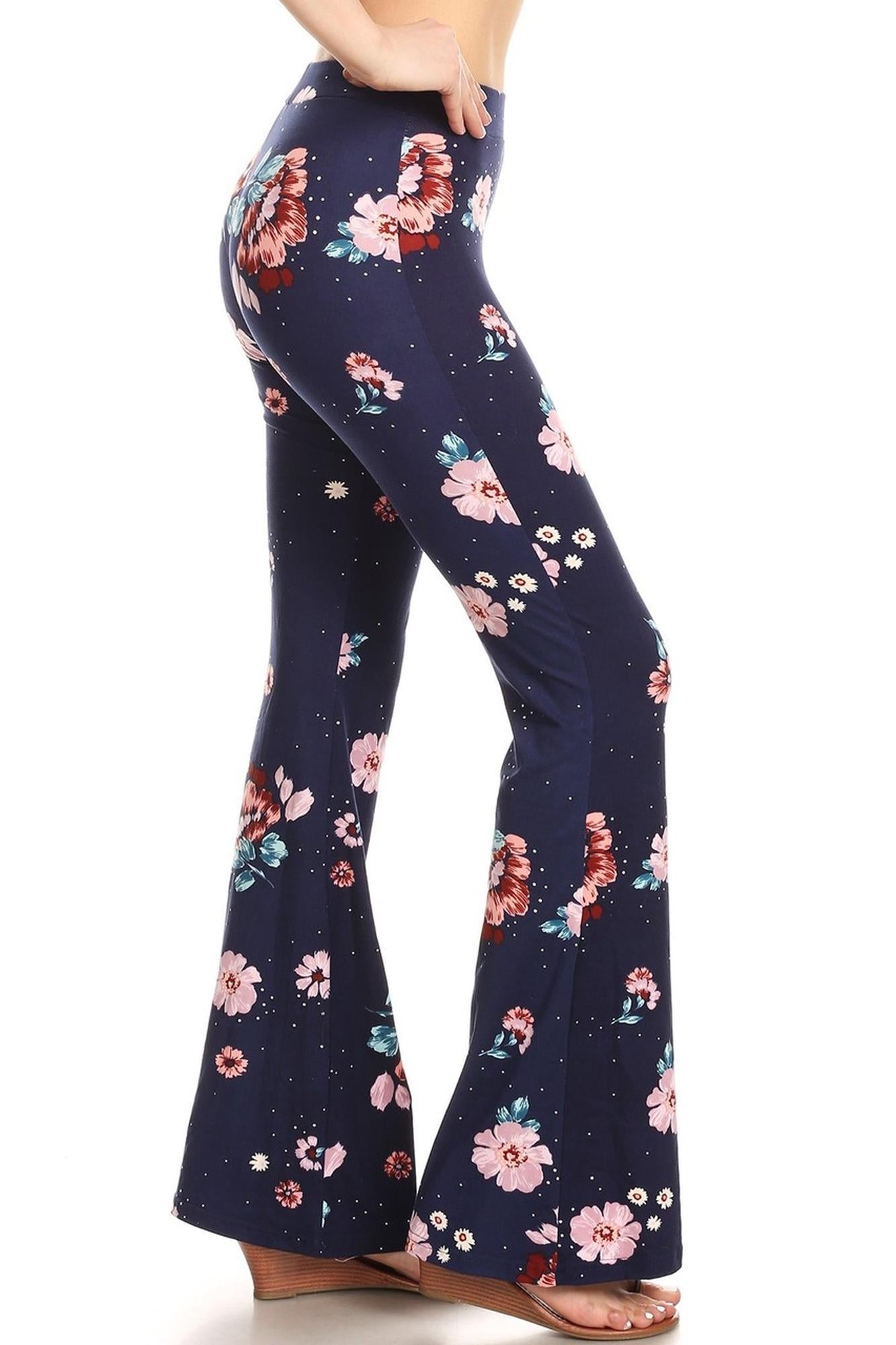 Buttery Smooth Floral Escapade Bell Bottom Leggings