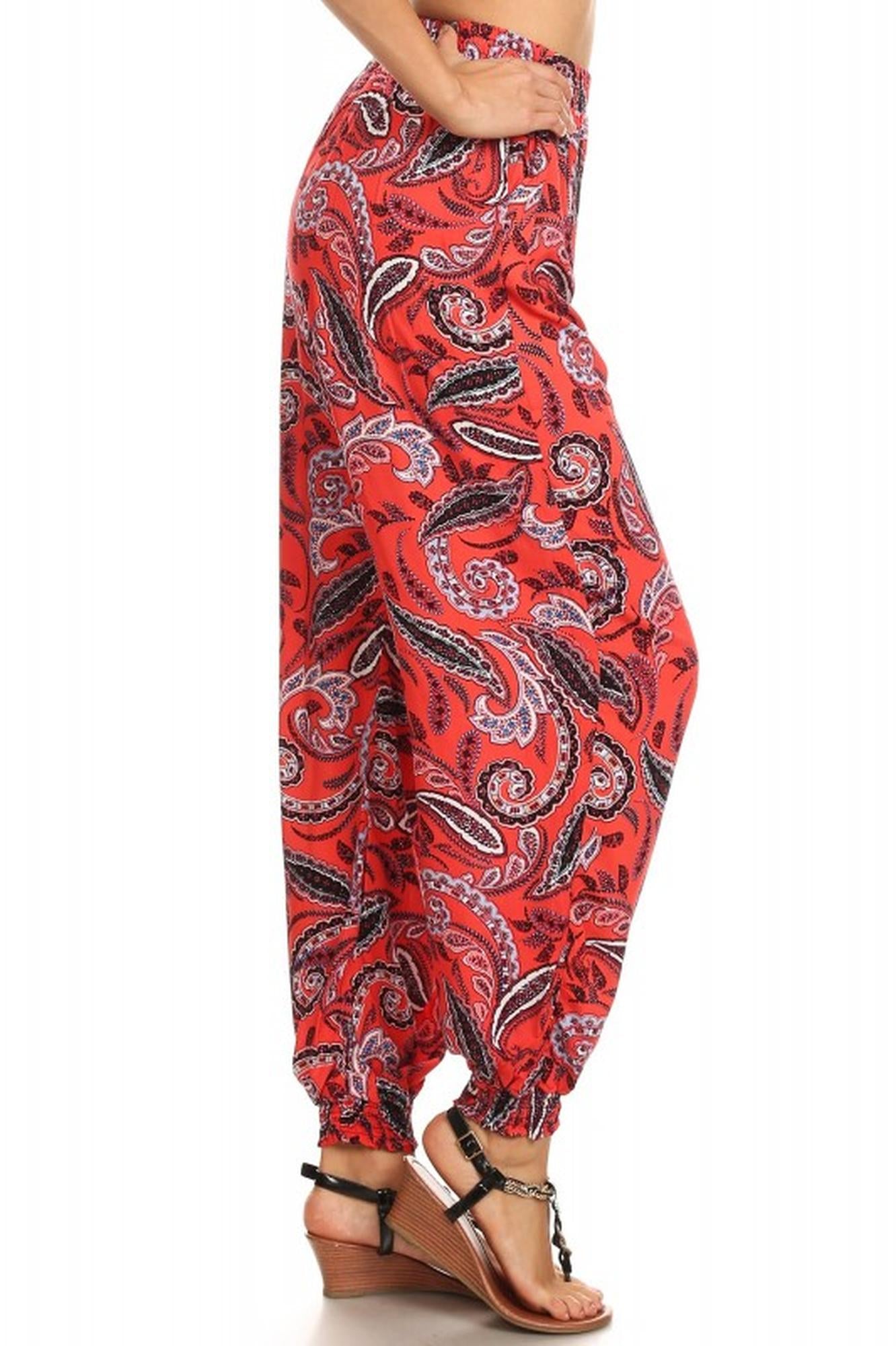 Ruby Red Paisley Harem Joggers