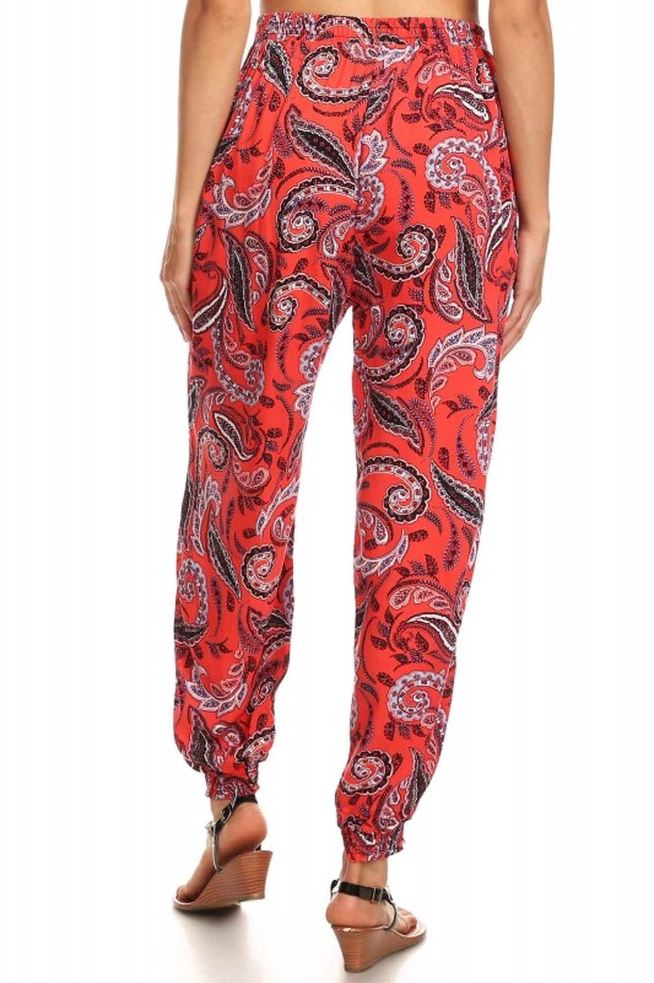 Ruby Red Paisley Harem Joggers