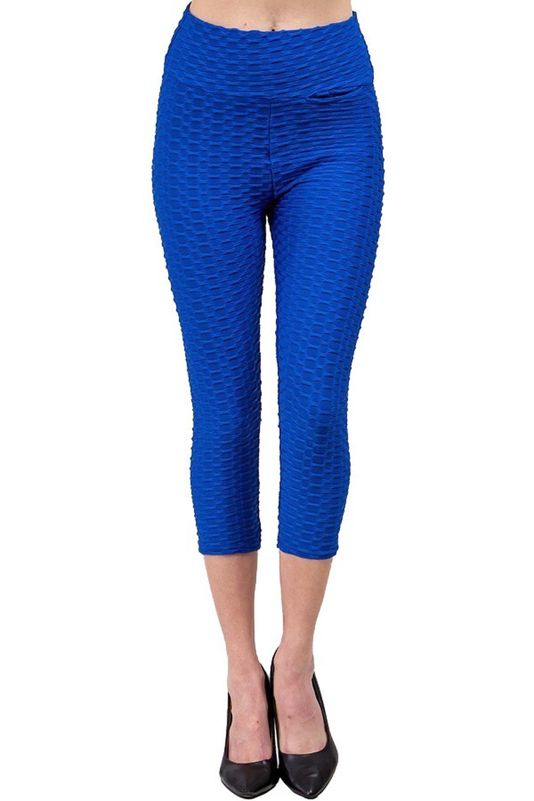 Scrunch Butt Textured High Waisted Capri Leggings - Plus Size - 1XL 2XL 3XL