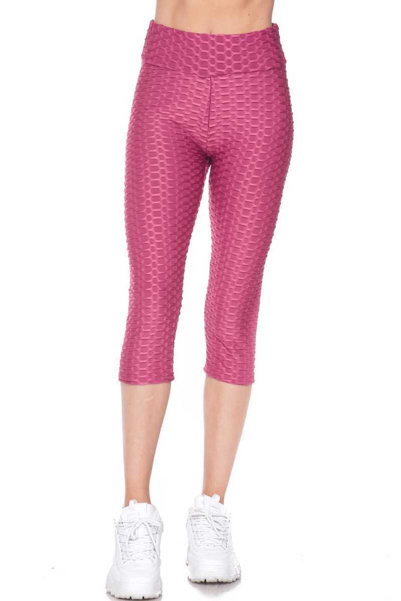 Scrunch Butt Textured High Waisted Capri Leggings - Plus Size - 1XL 2XL 3XL