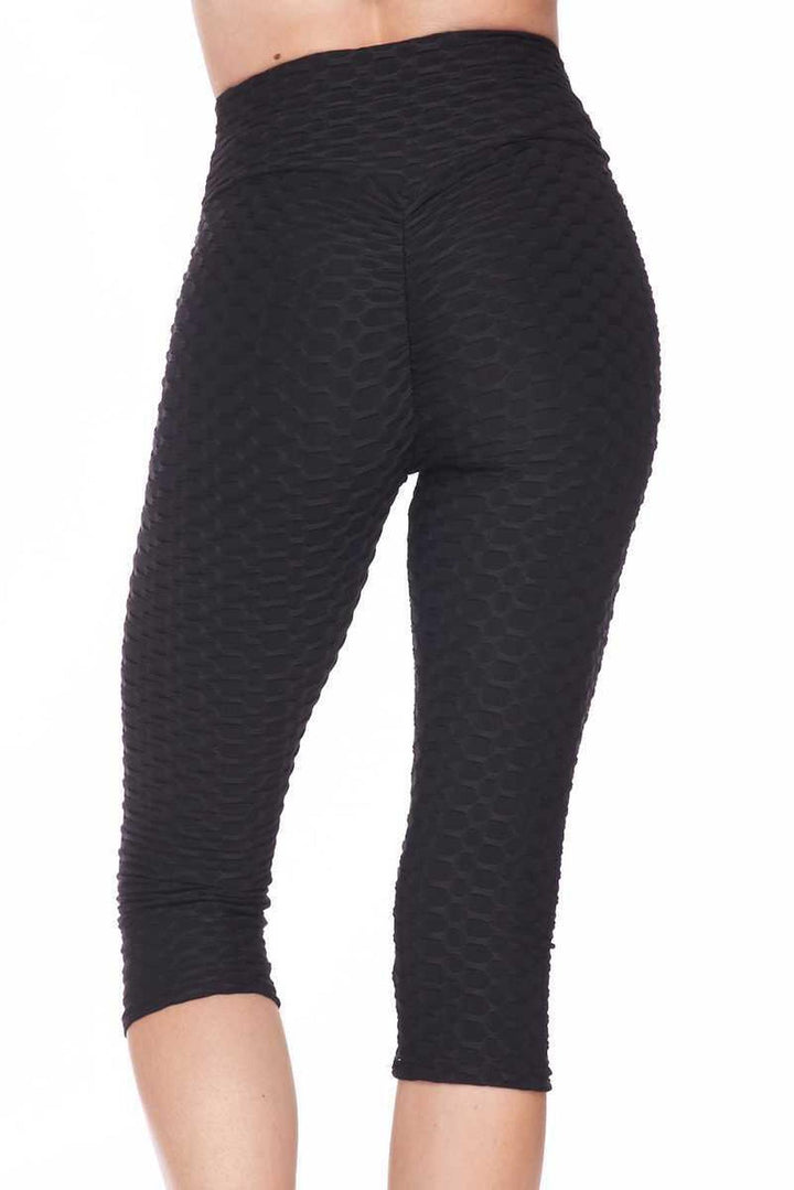 Scrunch Butt Textured High Waisted Capri Leggings - Plus Size - 1XL 2XL 3XL