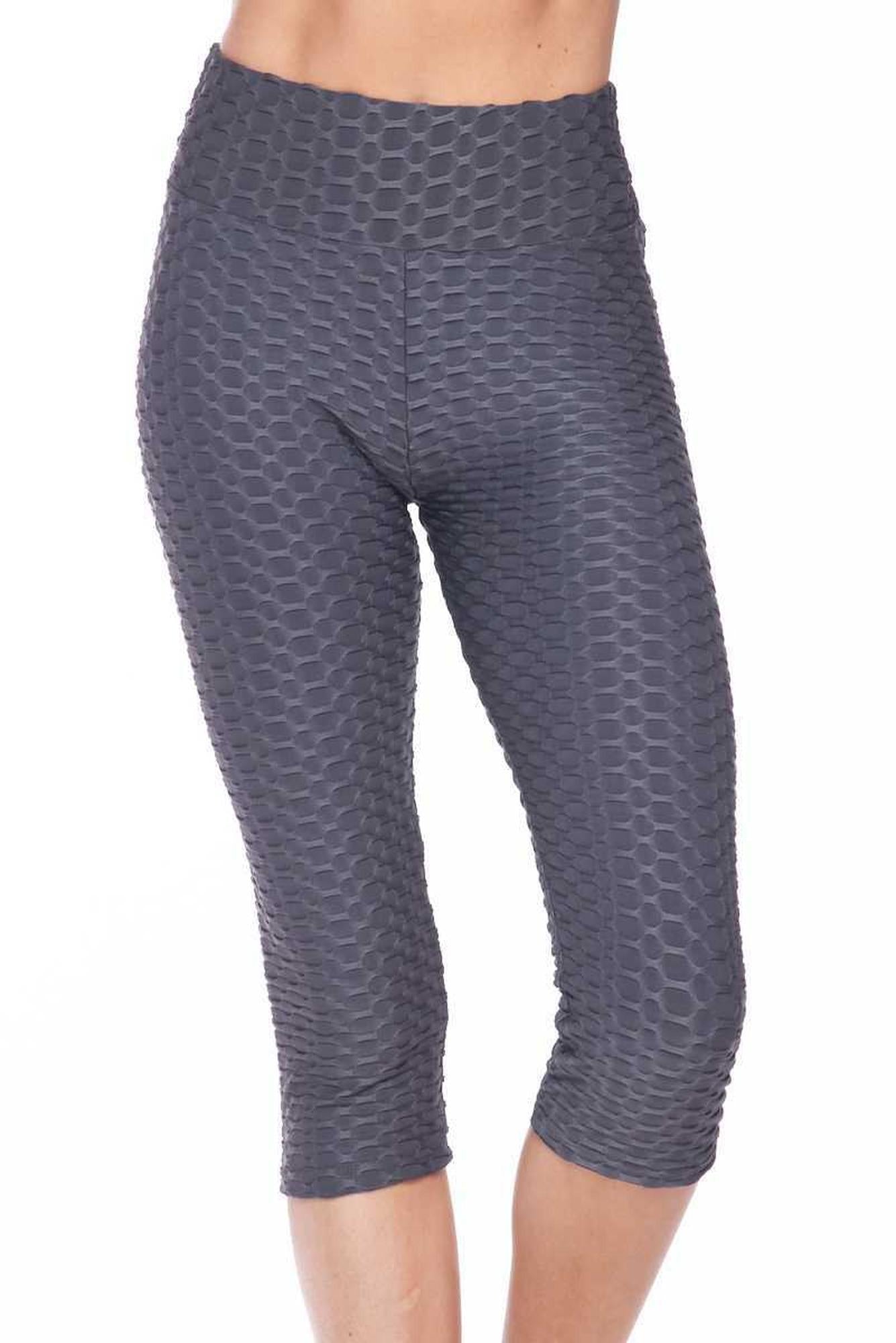 Scrunch Butt Textured High Waisted Capri Leggings - Plus Size - 1XL 2XL 3XL