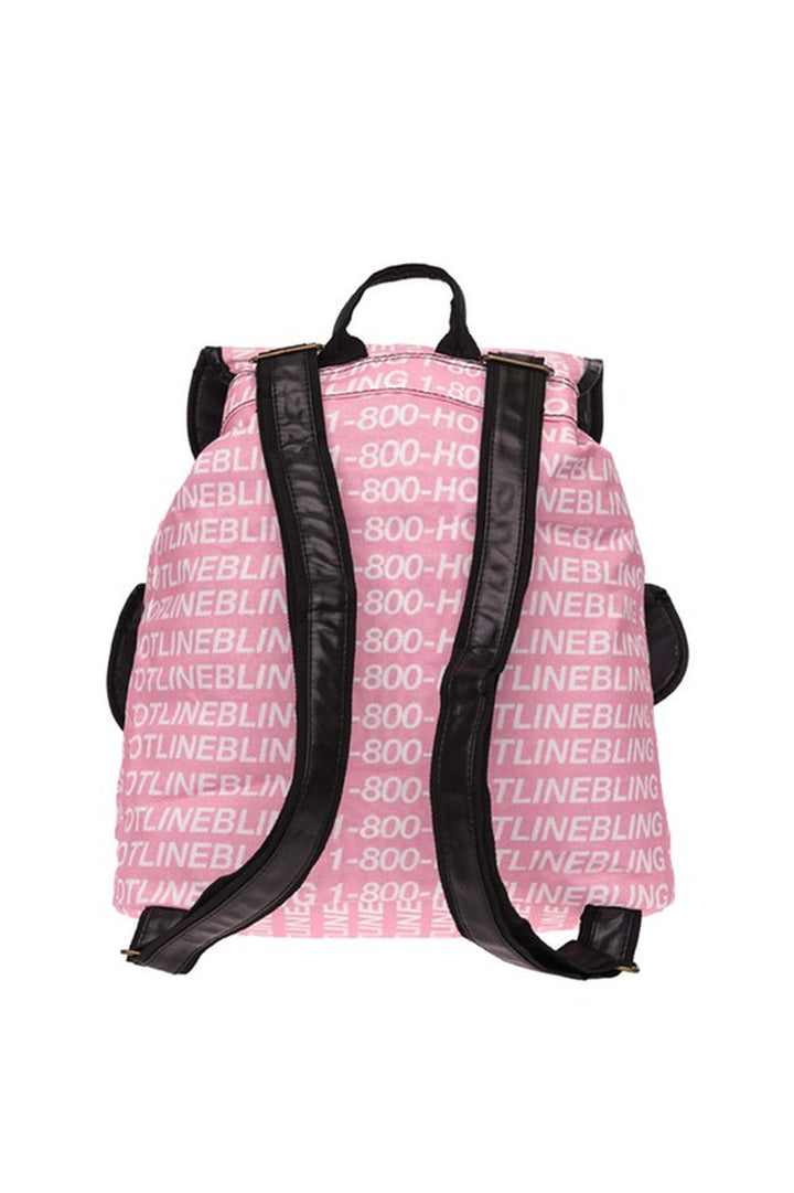 Hotline Bling Graphic Print Buckle Flap Backpack (One Size Regular,Pink)