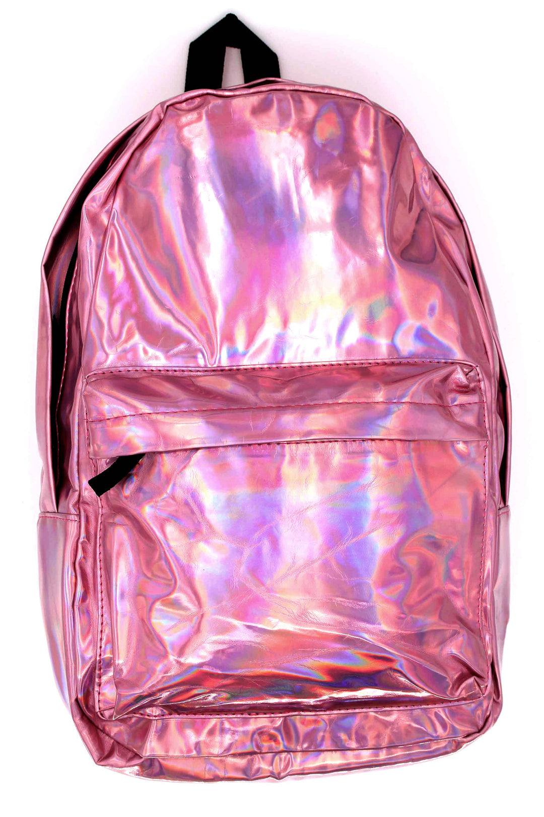 Shiny Pink Metallic Backpack (One Size Regular,Pink)