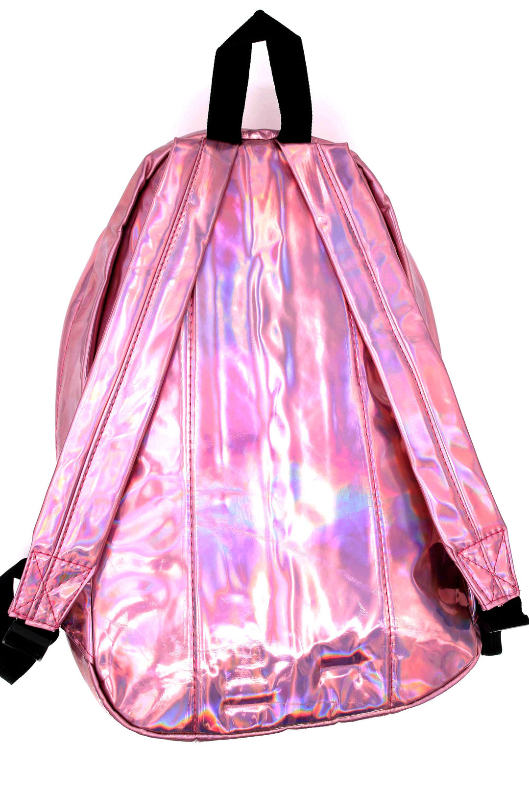 Shiny Pink Metallic Backpack (One Size Regular,Pink)